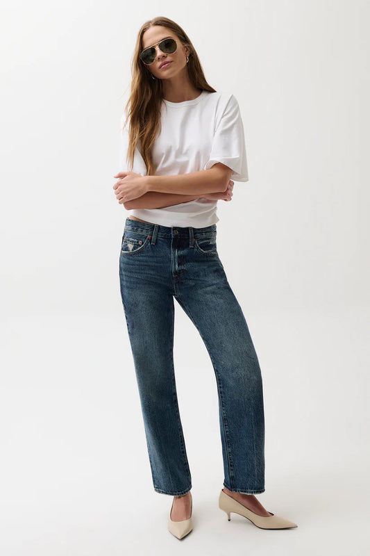 Lexi Mid Rise Bowed Straight Jean