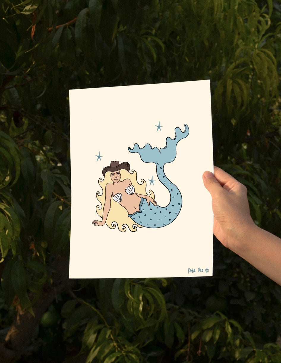Mermaid Cowgirl Art Print