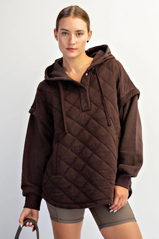 Quilted Terry Mixed Snap Hoodie