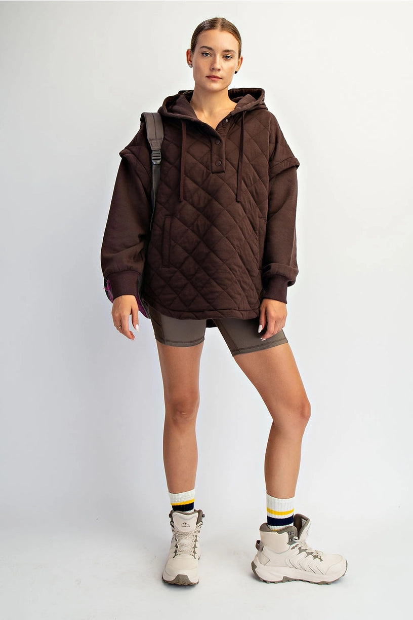 Quilted Terry Mixed Snap Hoodie