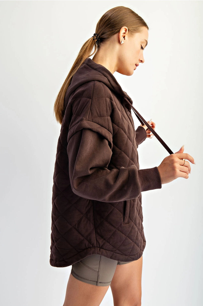 Quilted Terry Mixed Snap Hoodie