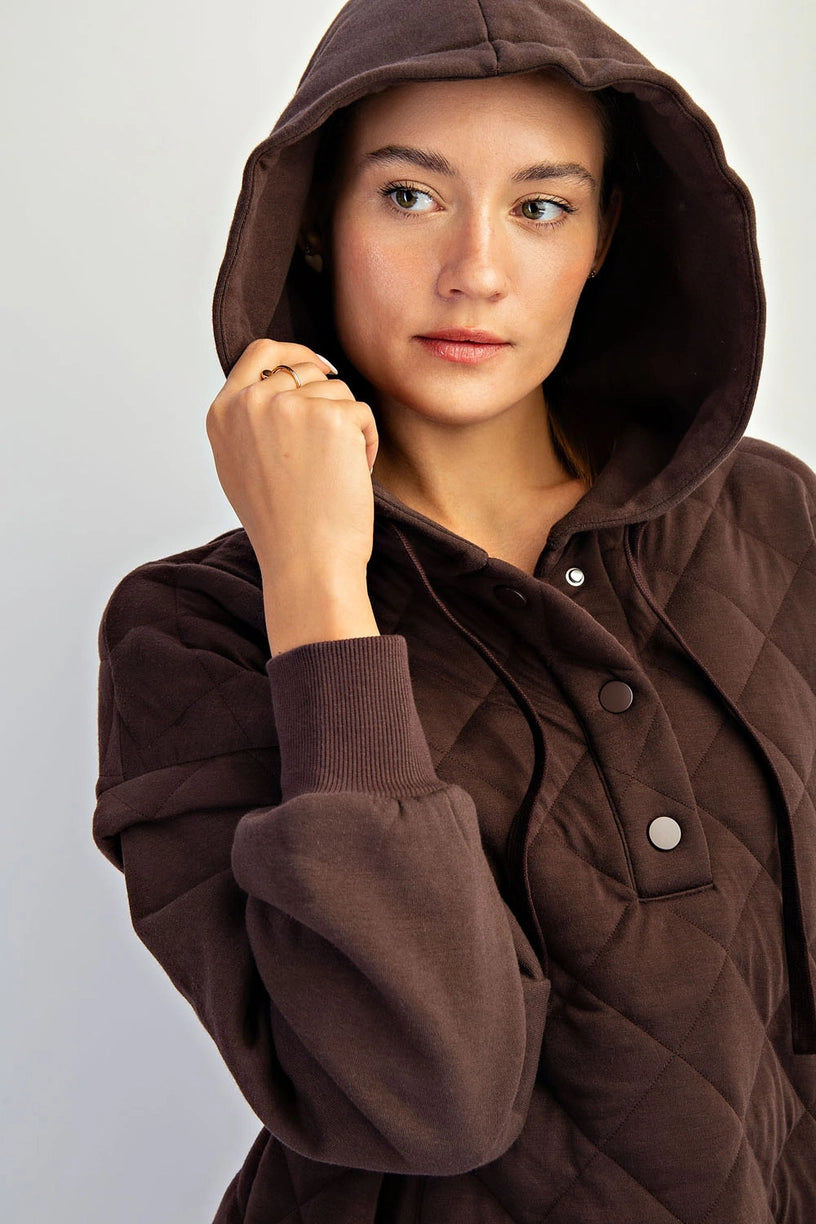 Quilted Terry Mixed Snap Hoodie