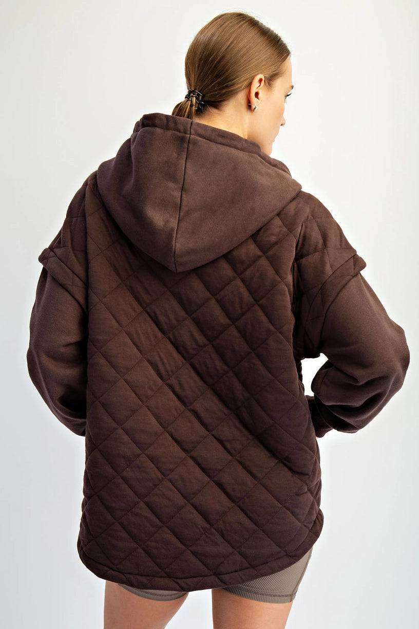 Quilted Terry Mixed Snap Hoodie