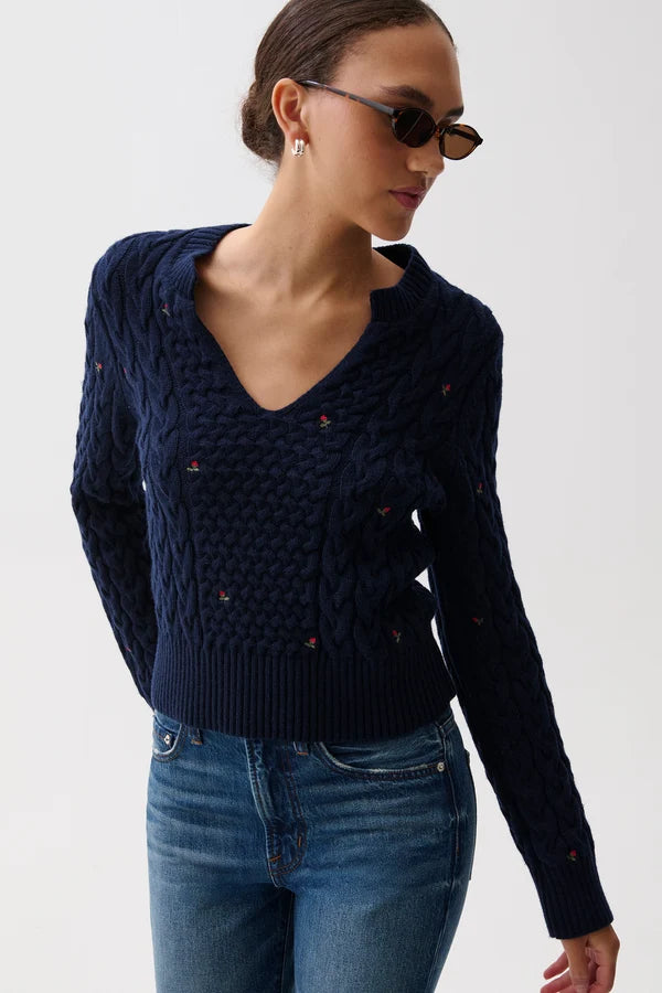 Shana Cable Embroidered Sweater