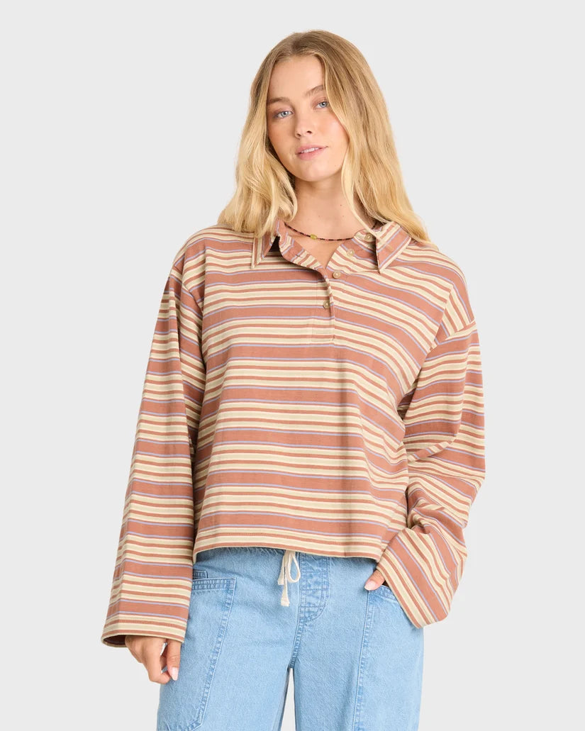 Sugar Stripe Long Sleeve Polo Shirt