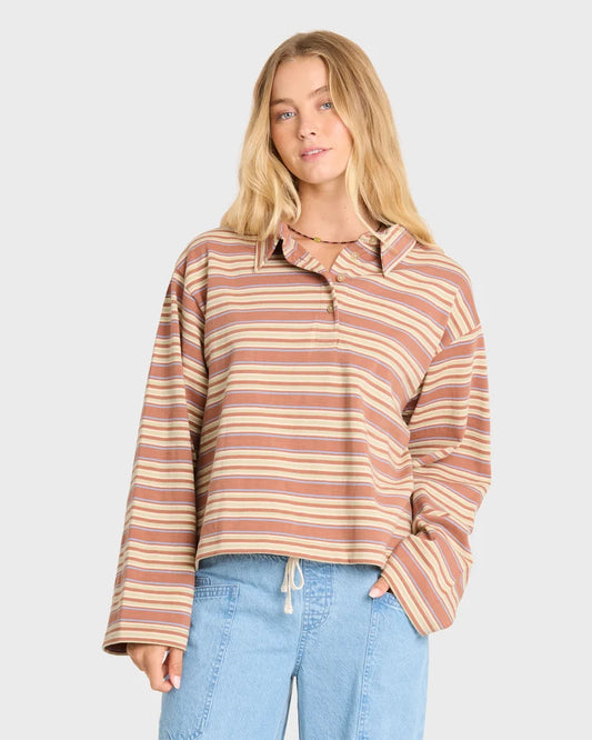 Sugar Stripe Long Sleeve Polo Shirt