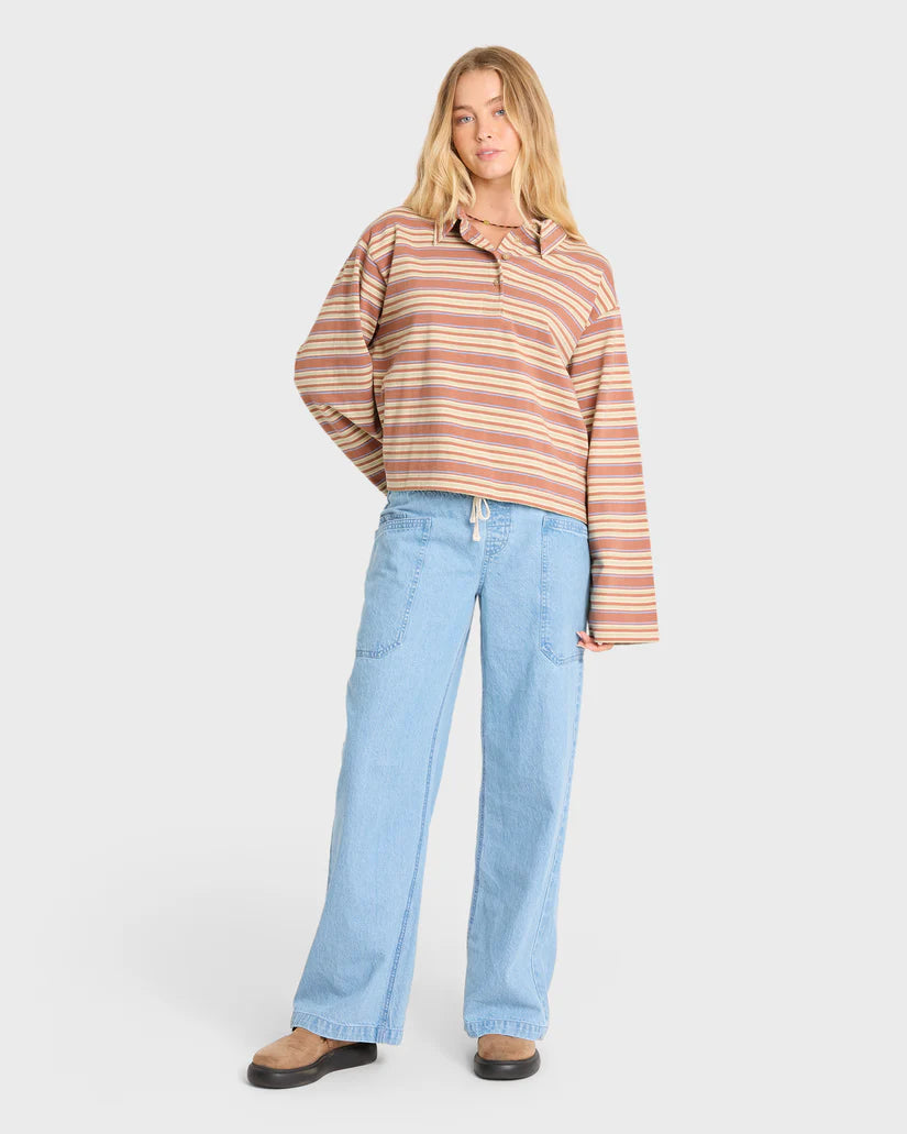 Sugar Stripe Long Sleeve Polo Shirt