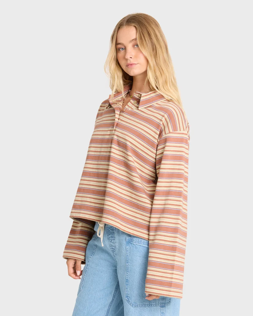 Sugar Stripe Long Sleeve Polo Shirt