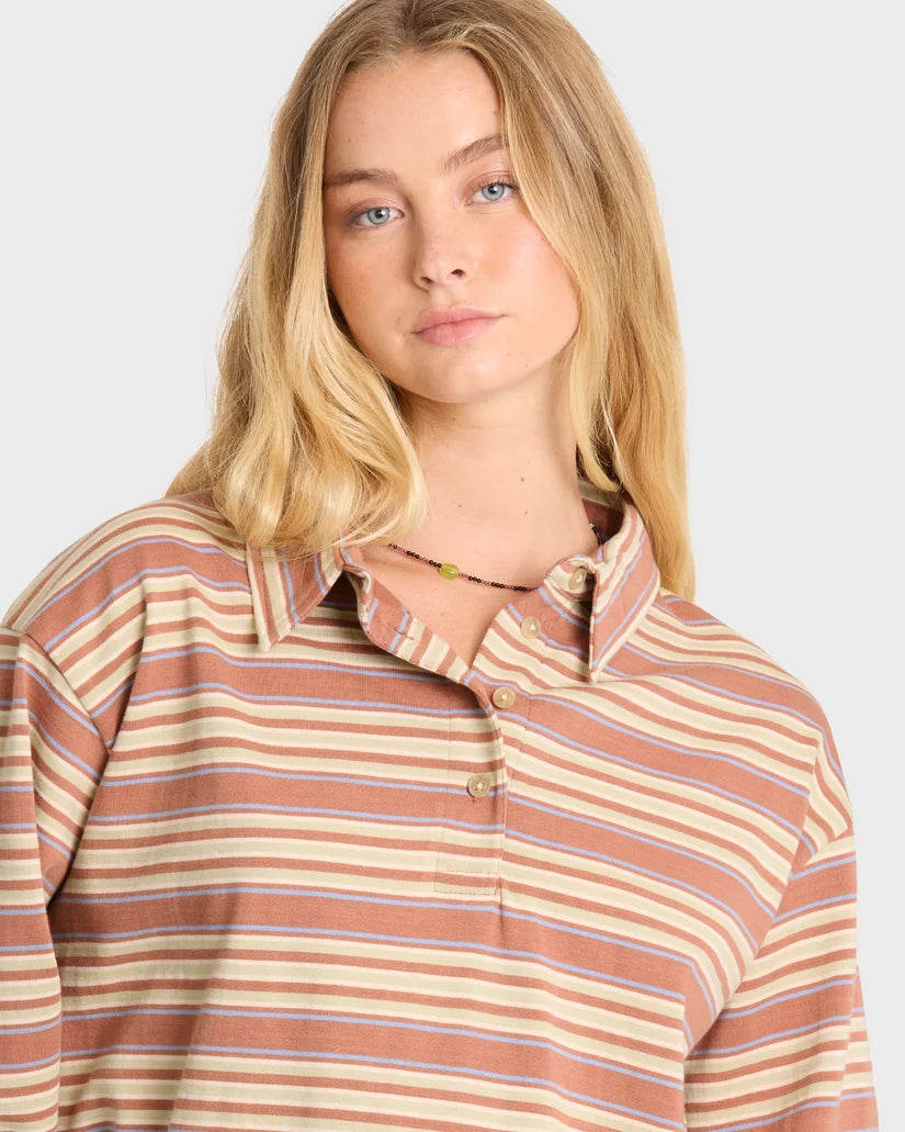 Sugar Stripe Long Sleeve Polo Shirt