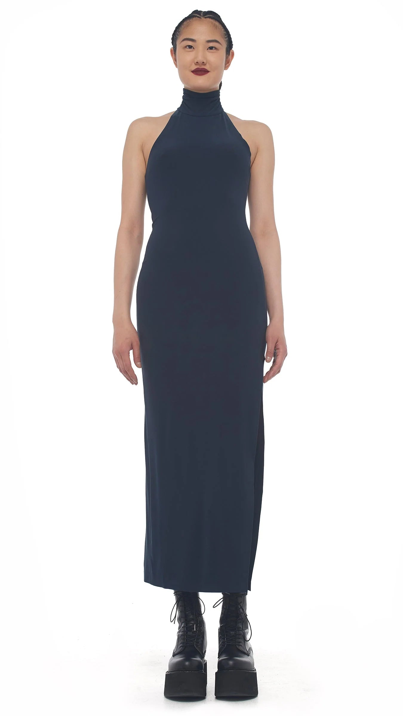 Halter Turtle Side Slit Gown