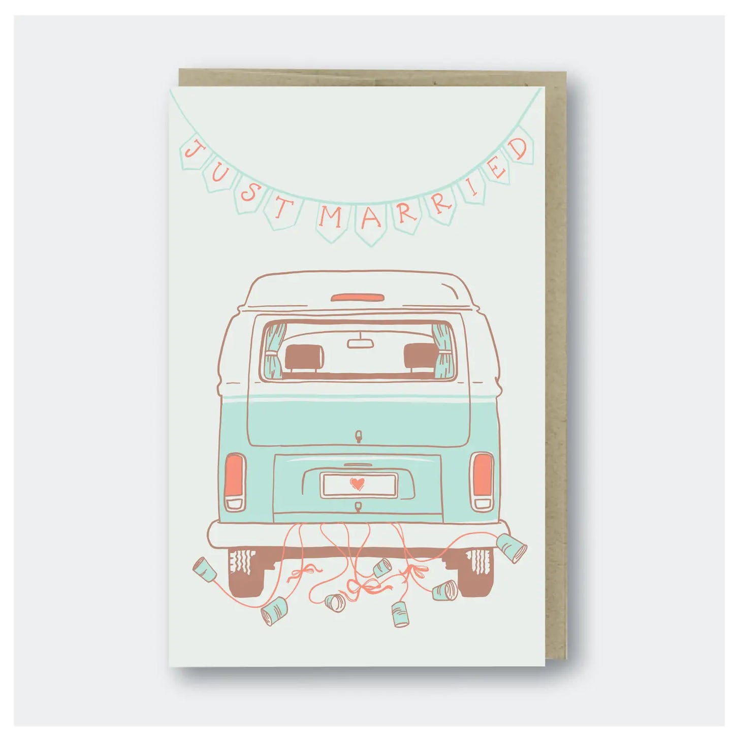 Just Married Camper Van - Greeting Card